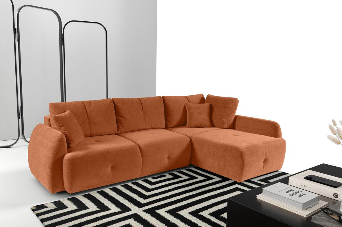 ECKSOFA Pataya Kupfer, mit Schlaffunktion - Kupferfarben, Textil (291/172cm) - Bettso