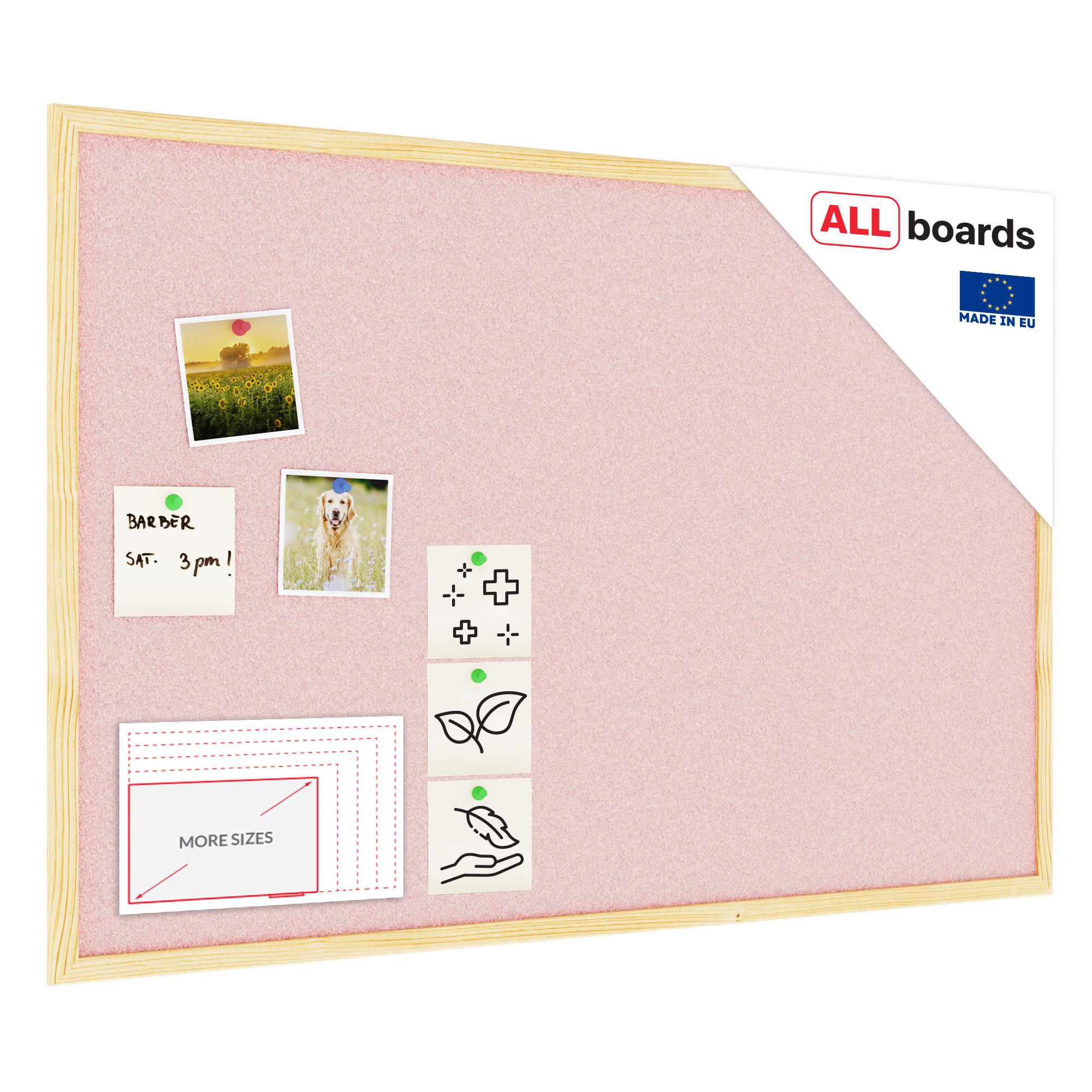 PASTELLROSA Pinnwand mit Holzrahmen 90x60cm - Pink, Holz (90/60/1.5cm) - ALLboards