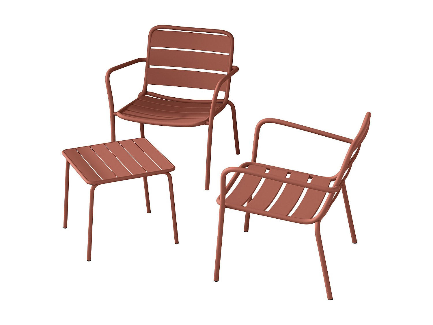 GARTENSITZGRUPPE im Set - 2 -Sitzer - Stahl - terracotta - MIRMANDE - Braun, Metall - Vente-Unique