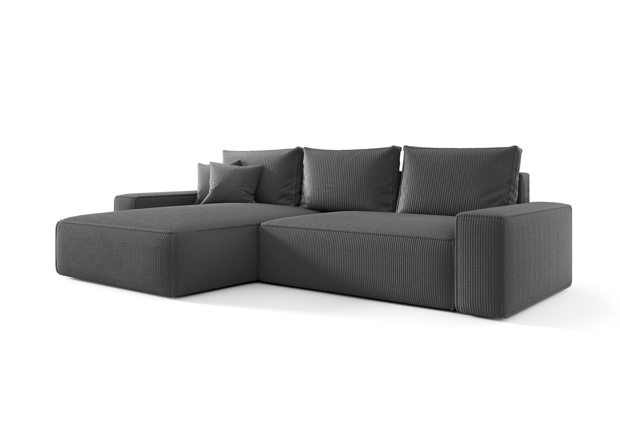 ECKSOFA MONA mit Schlaffunktion POSO 60 Links - Grau, Textil (280/185cm) - Bedante