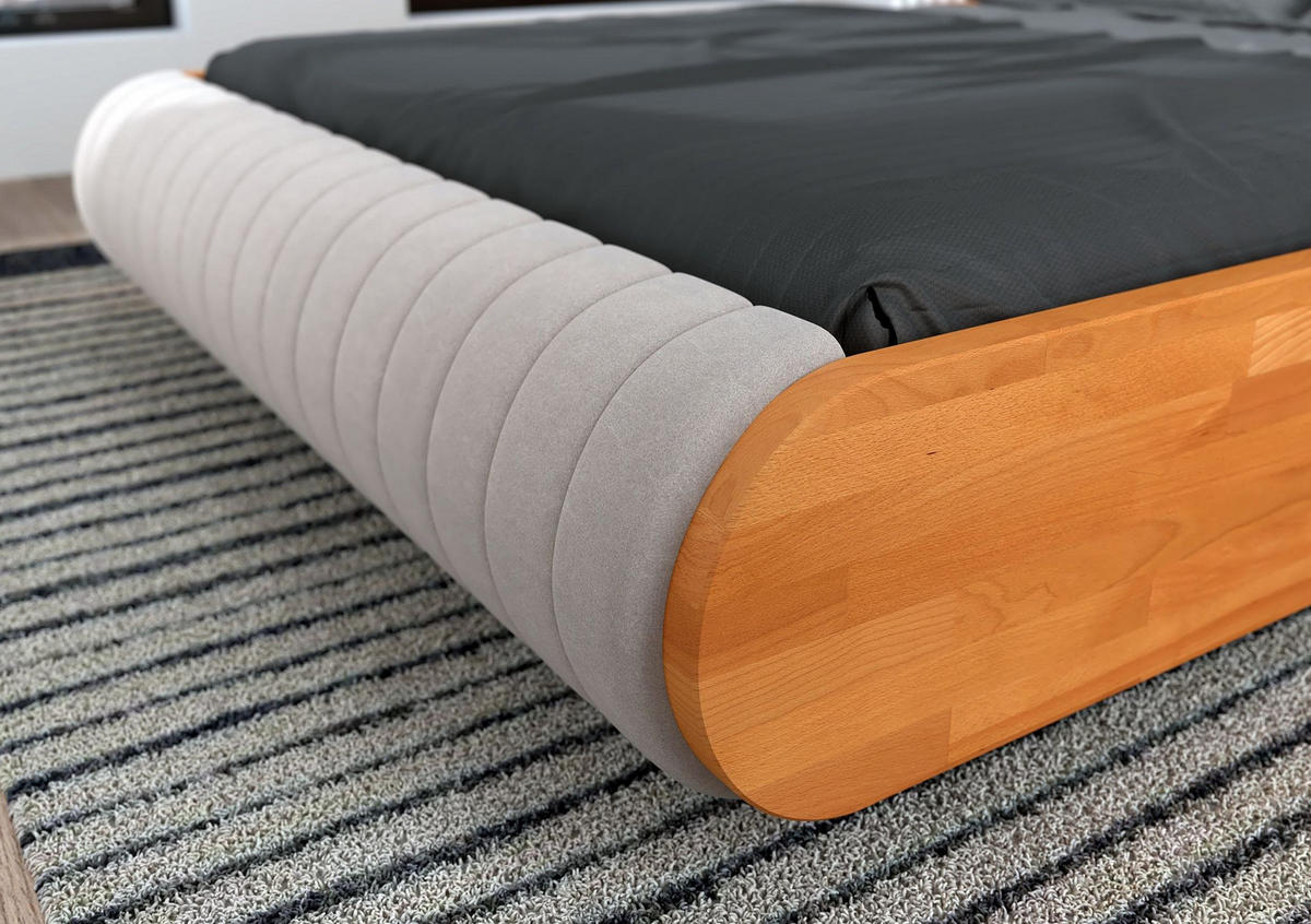 MASSIVHOLZBETT Harald 180/200, schwebende Optik, Naturfarben-Beige - Buchefarben, Holz/Buchenholz (180/200cm) - Visby