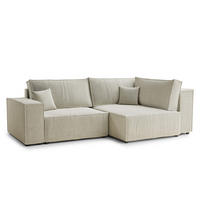 ECKSOFA MIT SCHLAFFUNKTION Tonga Creme Chenille-Stoff - Creme/Schwarz, Holz/Holzwerkstoff (255/105cm) - Maison de Reve