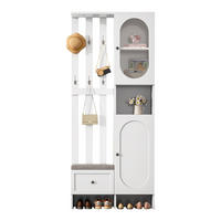 GARDEROBE mit 2 Schränken und Schuhbank gehärtetem Glas mit Haken 85/33,5/200 cm - Weiß, Holzwerkstoff (85/200/33.5cm) - EVRYAE