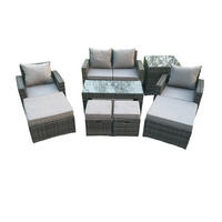 GARTENSET Polyrattan Dunkelgrau 8-Sitzer - Dunkelgrau, Metall - Fimous