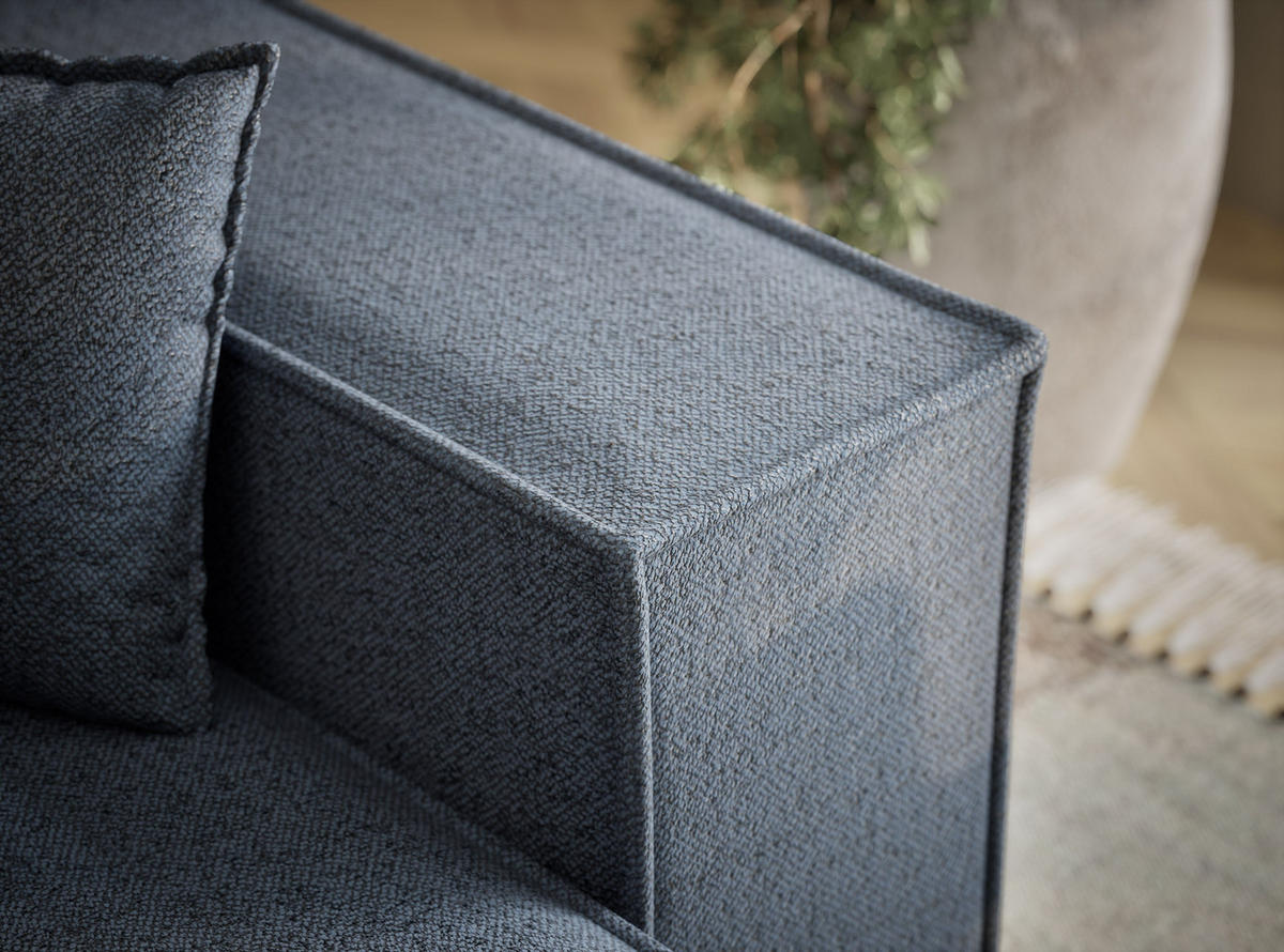 ECKSOFA MIT SCHLAFFUNKTION Moyo Blau Grau Webstoff - Blaugrau/Schwarz, Holz/Holzwerkstoff (255/148cm) - Maison de Reve