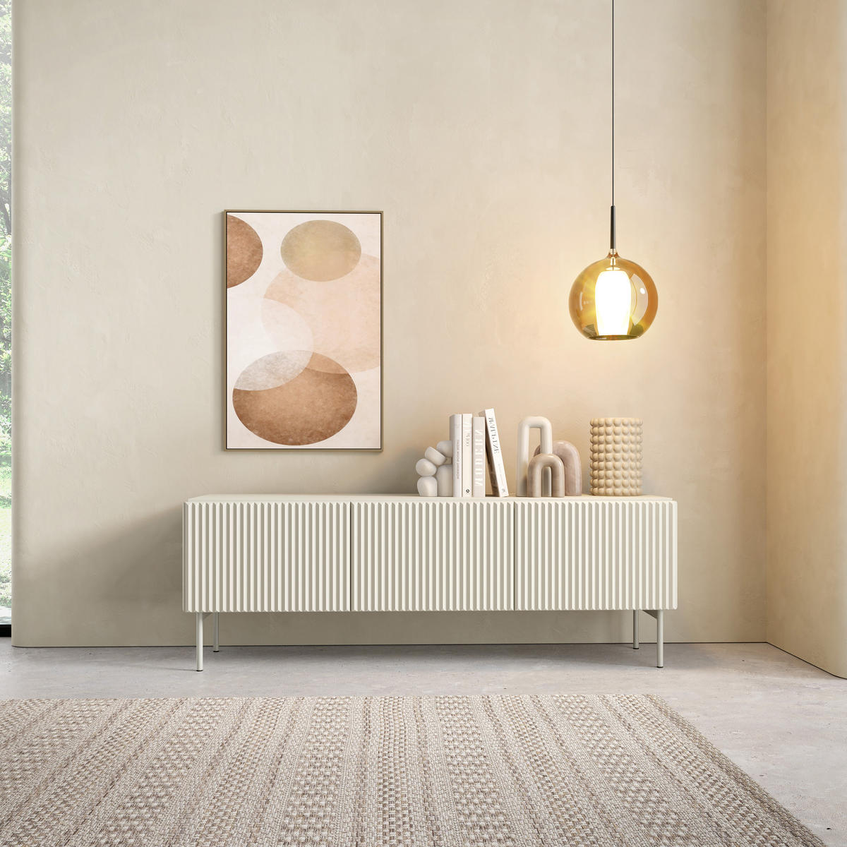 LOWBOARD TRATTO 147/51,2/39,8 cm, Kaschmir - Kaschmir, Holzwerkstoff (147/51.2/39.8cm) - MASSENO