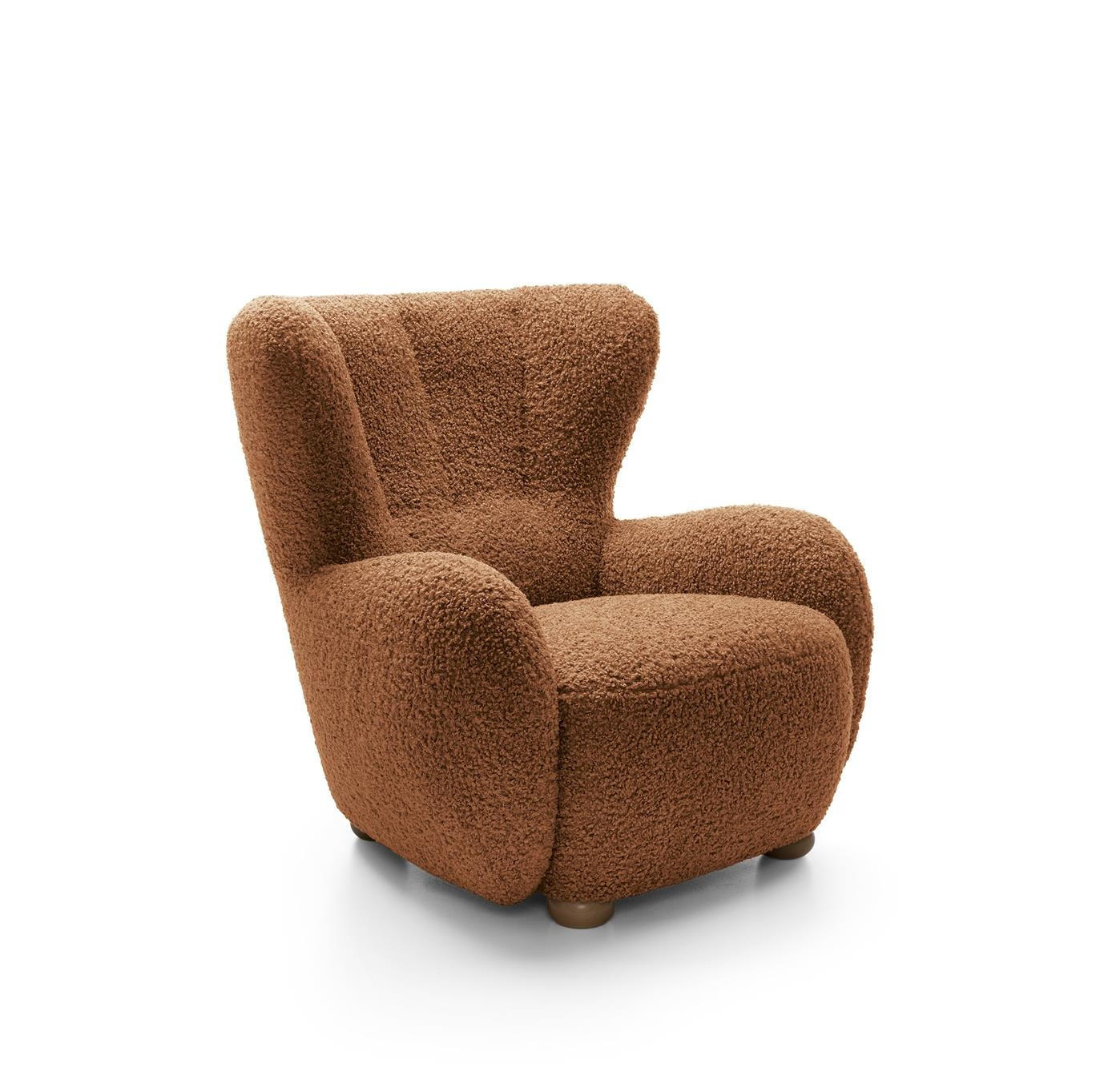 OHRENSESSEL Teddy Rot, Buchenholz Bein, Sessel aus Boucle-Stoff - Buchefarben/Rot, Holzwerkstoff/Textil (88/91/100cm) - Bettso