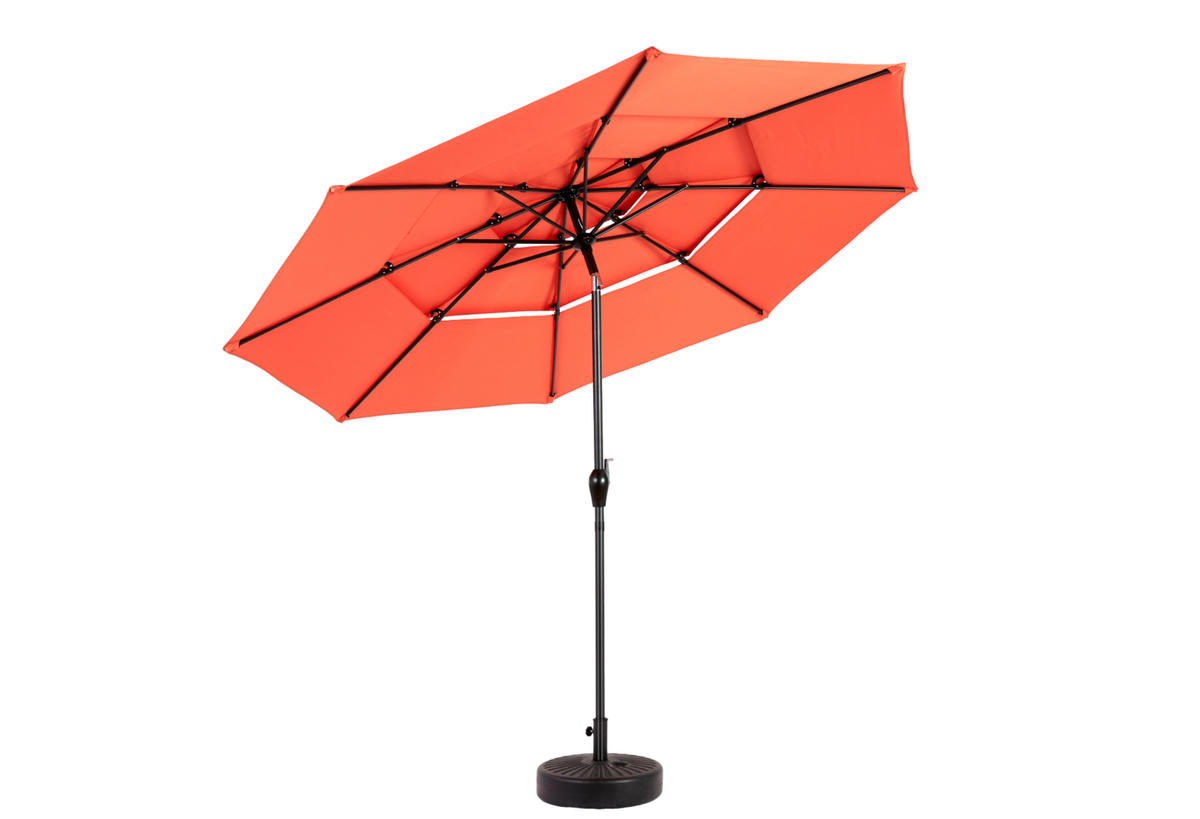 SONNENSCHIRM rund 305 cm in Orange mit Kurbel und Neigefunktion - Orange, Metall (294/294cm) - BEAOK