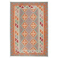 KELIM-TEPPICH handgewebt Gashgai Grau 256/182 cm Schurwolle - Grau, Textil (182/256cm) - Looma