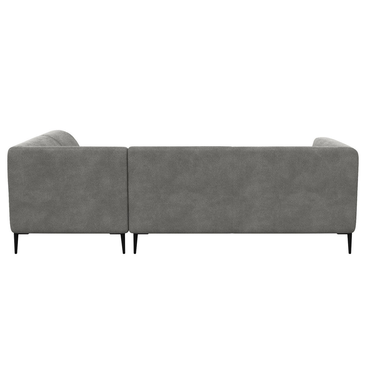 2,5-SITZER ECKSOFA mit Ottomane - Schwarz/Grau, Textil/Metall (252/205cm) - home24