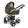 KOMBIKINDERWAGEN Rimini Premium schwarz gold Sportsitz Tragewanne Moskitonetz verstellbar - Schwarz, Metall (112/60/117cm) - Lorelli