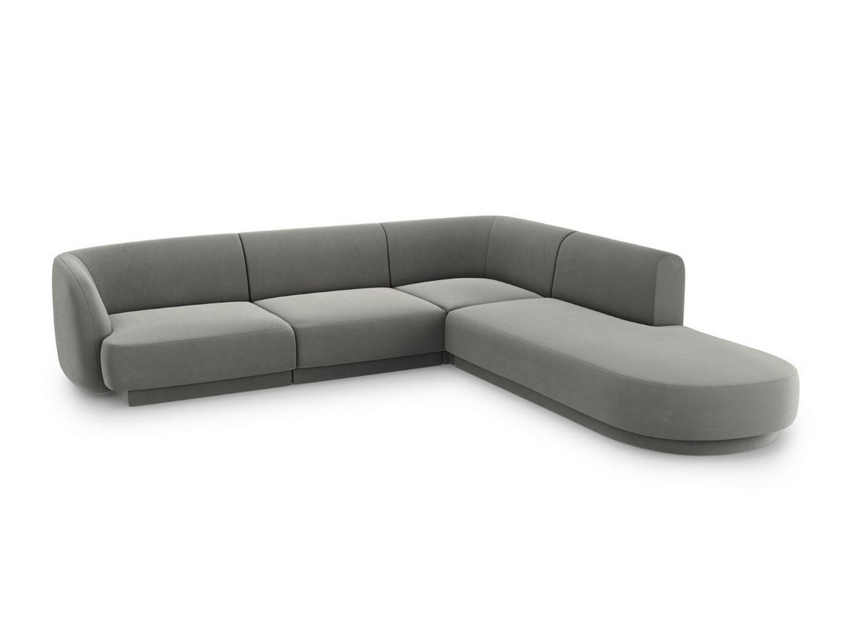 ECKSOFA rechts Miley aus Samt hellgrau 6 Sitzplätze - Hellgrau, Textil (248/255cm) - Micadoni