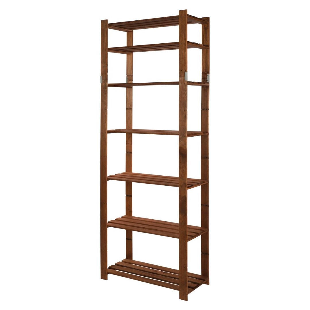 HOLZREGAL PINEPEAK 220x80x38cm 7 Fachboden 1,2cm dickes Kiefernholz Braun - Braun, Holz (80/220/38cm) - PROREGAL