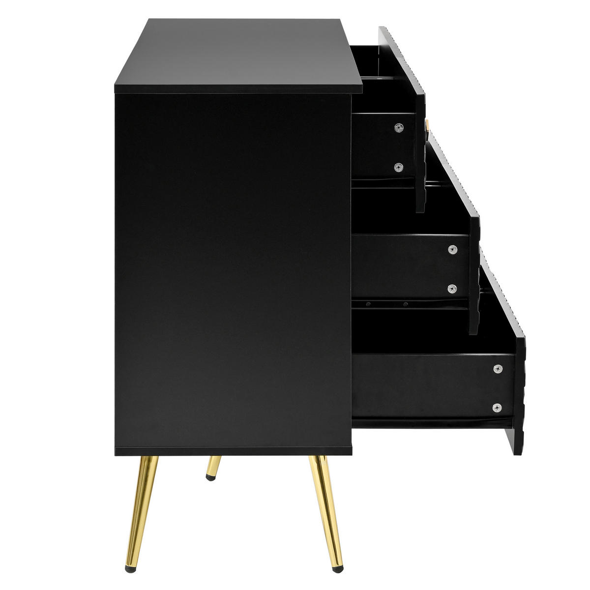 SIDEBOARD mit 6 Schubladen und geometrischem Muster Schwarz - Schwarz, Holzwerkstoff (40/80/120cm) - Urban Meuble