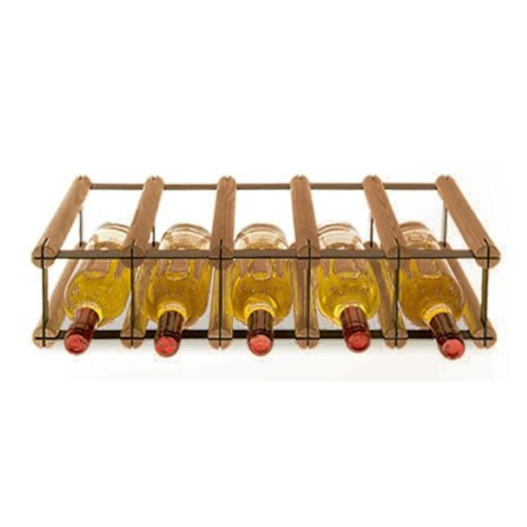 WEINREGAL Vinotega Mod Metal 12,5x52,5x24,5 cm 5x1 Flaschen Massives Kiefernholz Braun Geölt - Braun, Holz (52.5/12.5/24.5cm) - PROREGAL