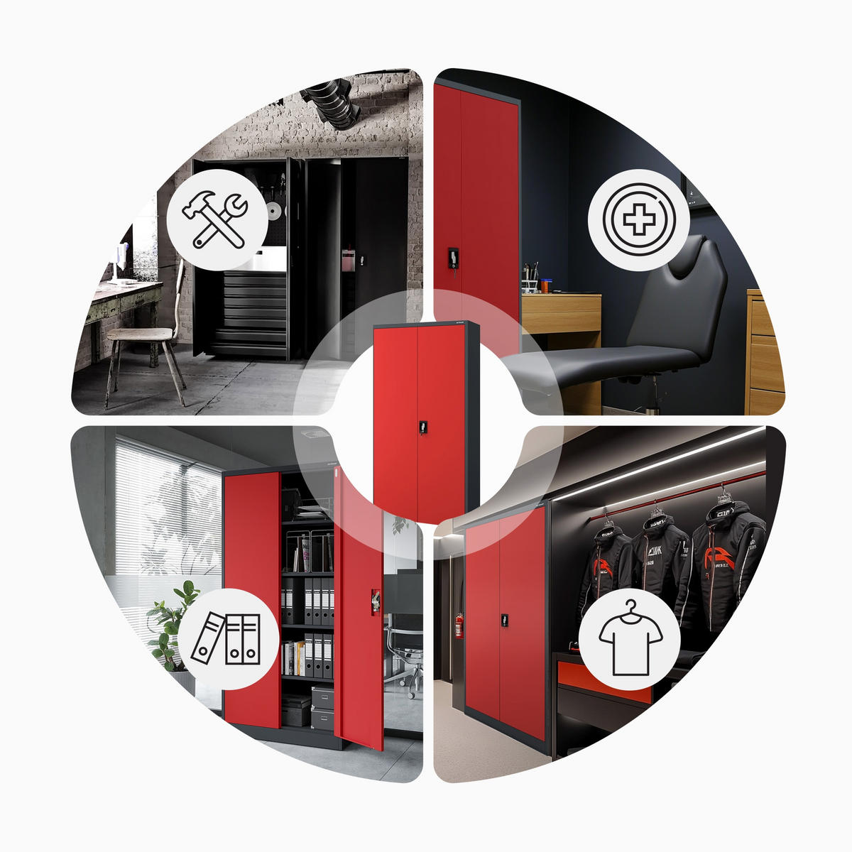 AKTENSCHRANK JAN H - Anthrazit/Rot, Metall (90/195/40cm) - Jan Nowak