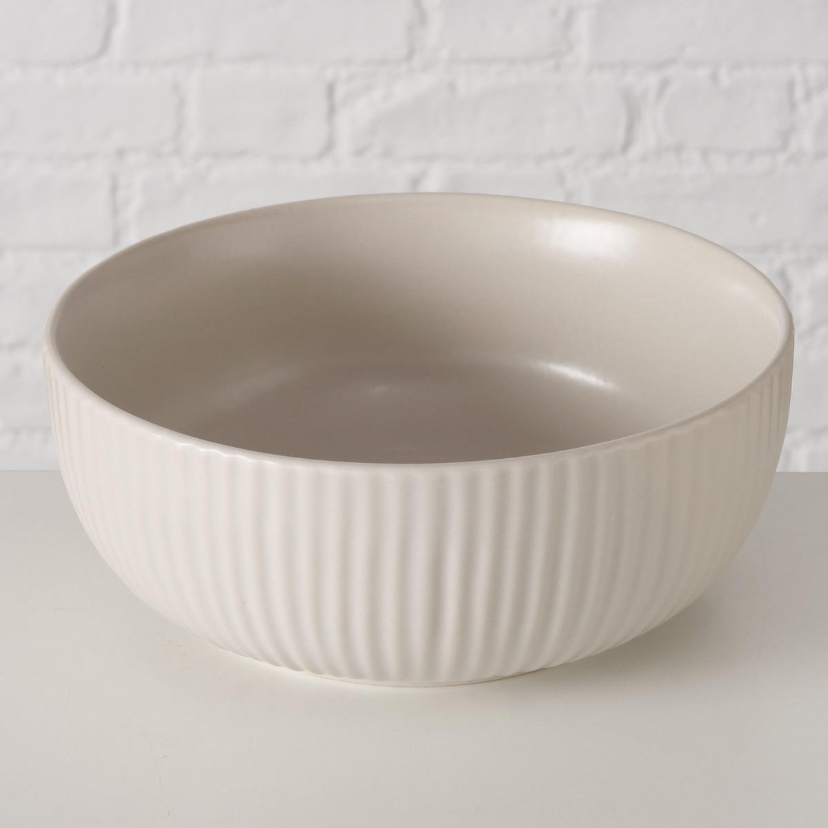 KERAMIKSCHALEN Ensa Ø 18,5-22 cm 2er-Set - Beige, Keramik (22cm) - Boltze Home