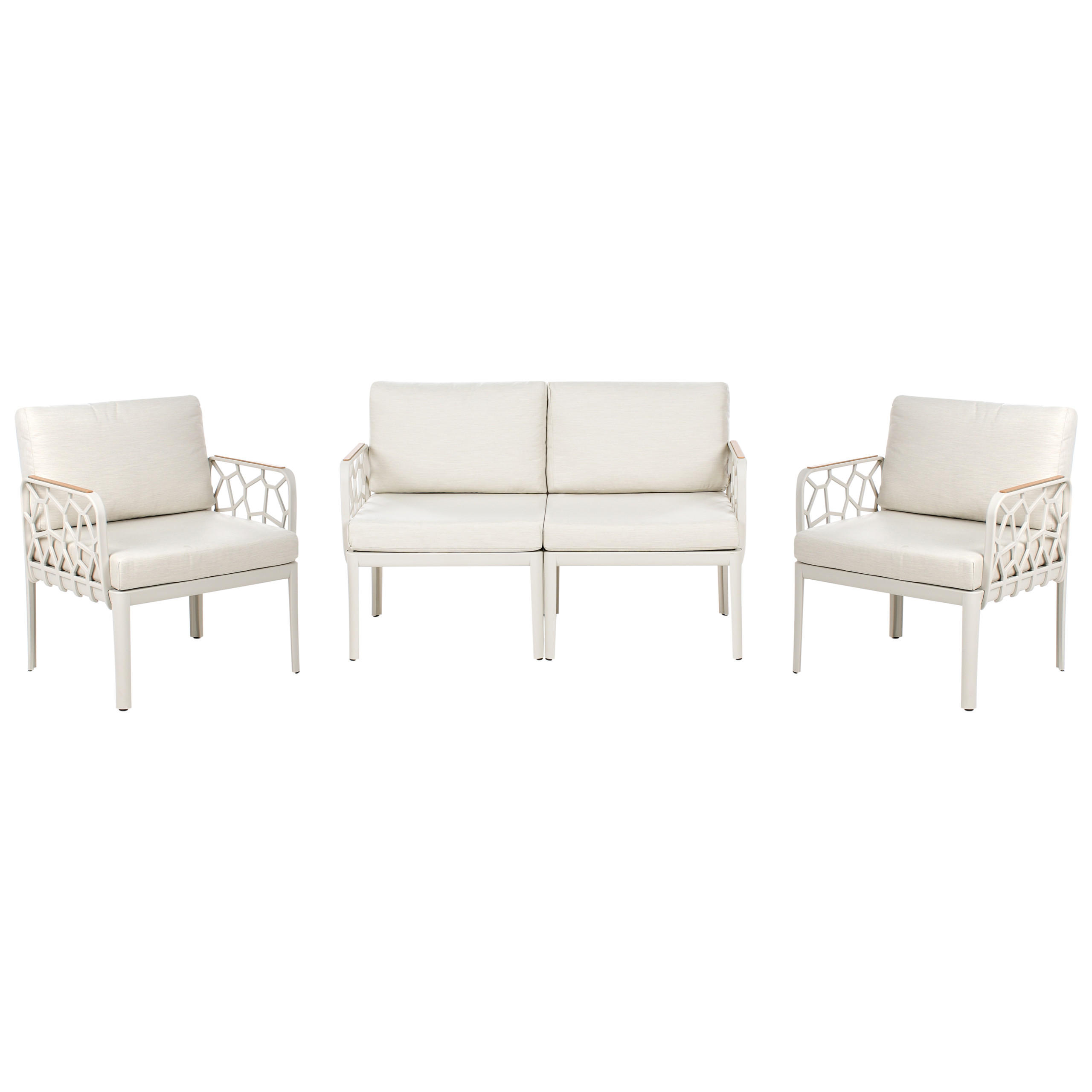 GARTENSOFA Set 4-Sitzer Hellbeige Eriche - Beige/Braun, Kunststoff - Beliani