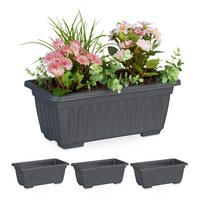 4XBLUMENKASTEN - Anthrazit, Kunststoff (34/14/18.5cm) - Relaxdays