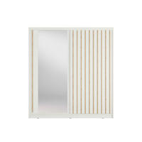 SCHWEBETÜRENSCHRANK VEYDAR 205/215/62cm 2-türig mit Spiegel Weiß - Weiß, Holzwerkstoff (205/215/62cm) - MASSENO