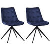 DREHSTUHL 2er Set Samt Dunkelblau - Schwarz/Dunkelblau, Textil/Metall (48/82/56cm) - CLP
