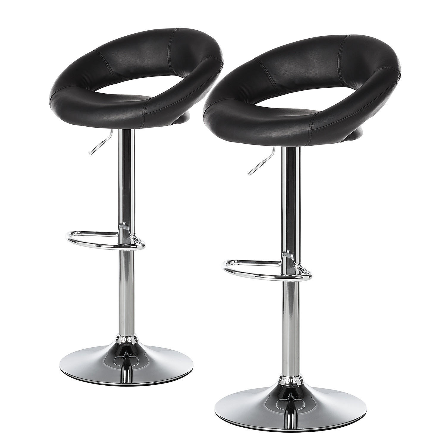 BARSTUHL - Metall / Kunstleder - Chromfarben/Schwarz, Leder/Kunststoff (55/82/51cm) - home24