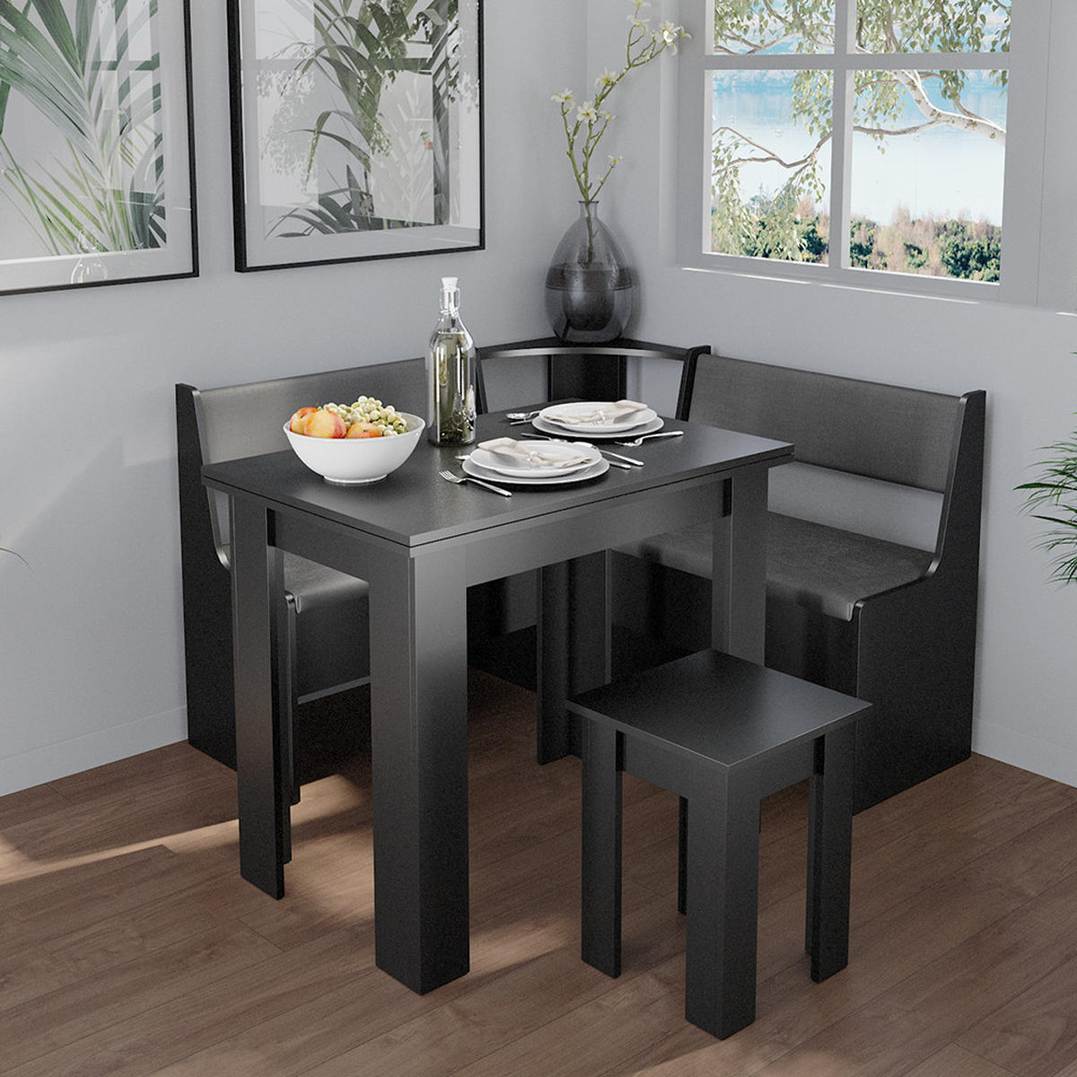 ESSZIMMER-BANK Roman Schwarz 76.6 x 41.5 cm - Schwarz, Holzwerkstoff (41.5/80/76.6cm) - Vicco
