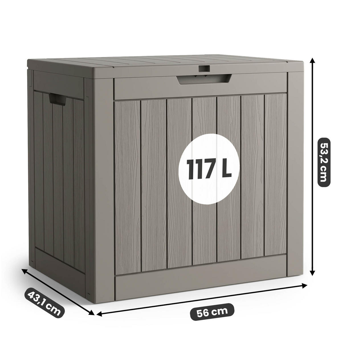 GARTENBOX 117L Grau - Grau, Kunststoff (56/53.2/43.1cm) - Akord