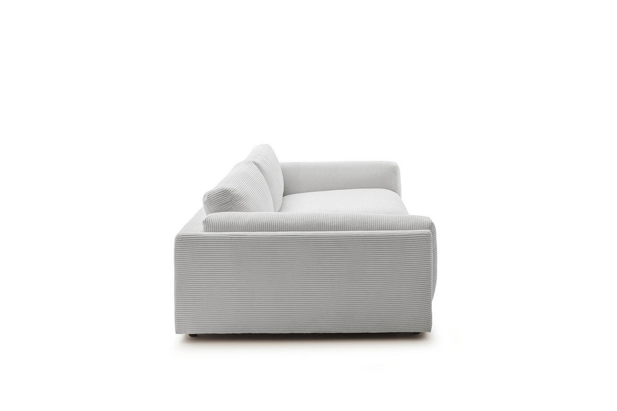 BIG SOFA RAINA Hellgrau Cord - Hellgrau/Schwarz, Kunststoff/Textil (254/85/150cm) - KAWOLA
