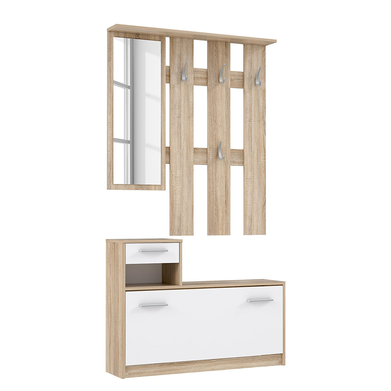 KOMPAKTGARDEROBE - Eichefarben/Weiß, Holzwerkstoff/Kunststoff (98/180/25cm) - home24