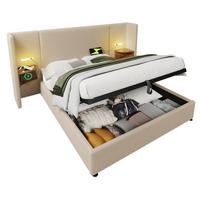 POLSTERBETT 160/200 cm Beige aus Leinen mit Stauraum - Beige, Textil (160/200cm) - OKMYHOME