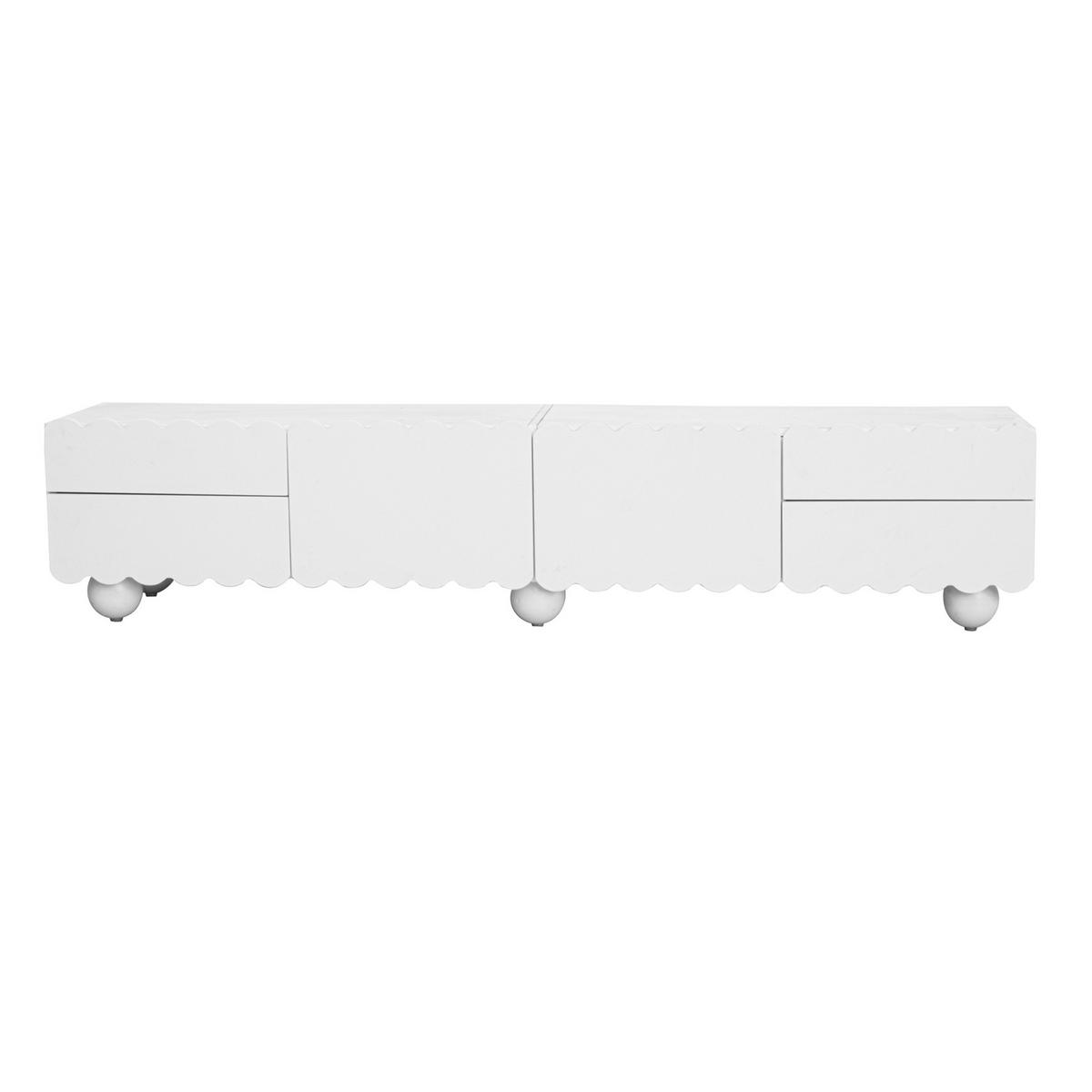 TV ormarić 175/38/37 cm bijeli od MDF-a i iverice s vratima i ladicama - bijela, drvni materijal (175/37/38cm) - OKWISH