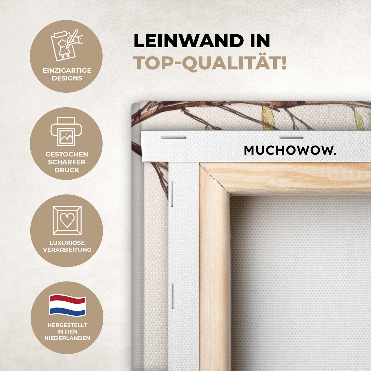 LEINWANDBILD Osterkuchen - Schleife - Eier Deko Wohnzimmer 20x30 cm - Creme, Textil (20/30cm) - MuchoWow