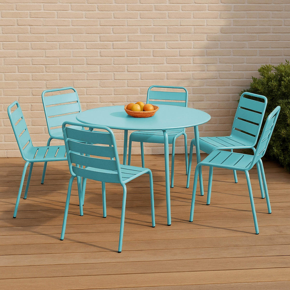 GARTENSET 7-tlg., Türkisblau - Blau, Metall - Oviala