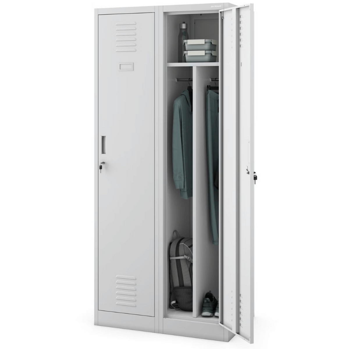 UMKLEIDESCHRANK Spind WIEN 2 Abteile 180x80x50cm Grau - Grau, Metall (80/180/50cm) - DELUKE