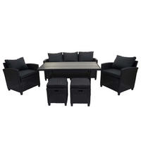 POLY-RATTAN GARNITUR Schwarz - Schwarz, Kunststoff - MCW