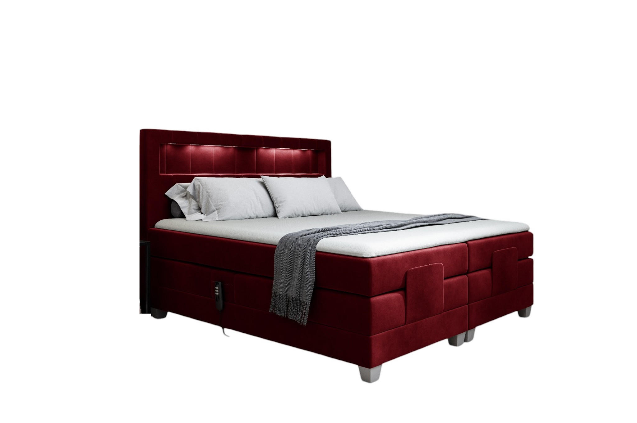 BOXSPRINGBETT Elektrisch Davide - Rot, Holzwerkstoff/Textil (120/200cm) - Fun Möbel