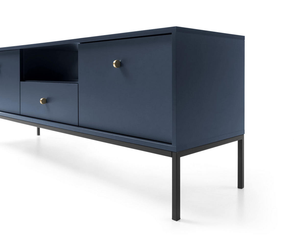 TV-SCHRANK Onom 154x56x39 cm - Lowboard mit Stauraum - Tv Ständer aus Laminierter Spanplatte - Marineblau - Blau, Holzwerkstoff (144/55/37cm) - Chilly