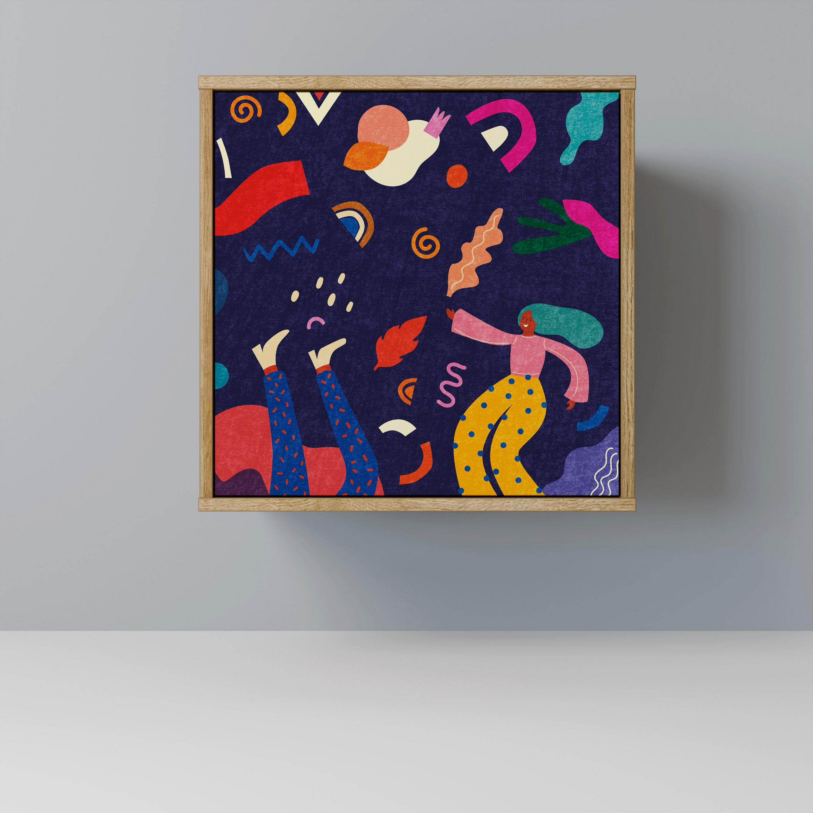 SIDEBOARD FESTIVE PLEASURES, Eichefarben, 57,5x42x57,5 cm, Ohne Füße - Eichefarben/Multicolor, Holzwerkstoff (57.5/57.5/42cm) - SpaceRebels
