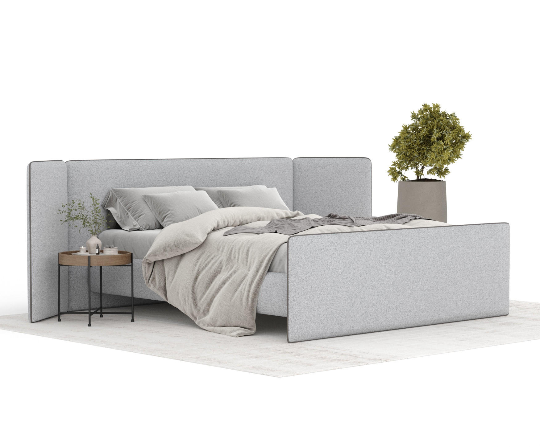 POLSTERBETT Tokyo Hellgrau 140/200 cm - Hellgrau/Naturfarben, Holz/Holzwerkstoff (140/200cm) - Maison de Reve