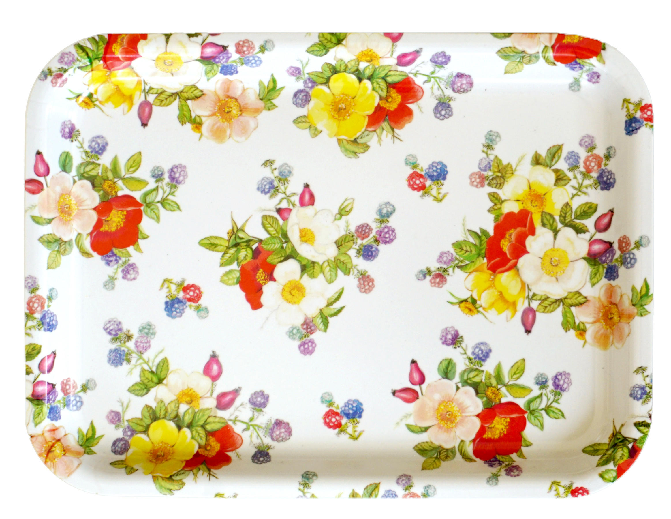 TABLETT Wildrosen, rechteckige Melamin Serviertablett 31x23 cm - Multicolor, Kunststoff (23/2/31cm) - Lashuma