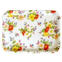 TABLETT Wildrosen, rechteckige Melamin Serviertablett 31x23 cm - Multicolor, Kunststoff (23/2/31cm) - Lashuma