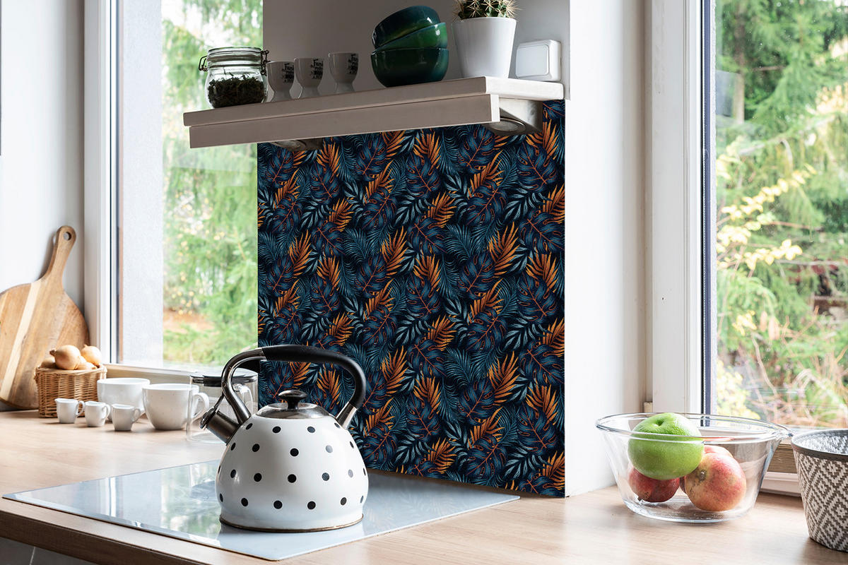 FLIESENAUFKLEBER 9 Stück 30x30 cm selbstklebend Exotische Blätter - Multicolor, Textil (30/1.6/30cm) - TULUP