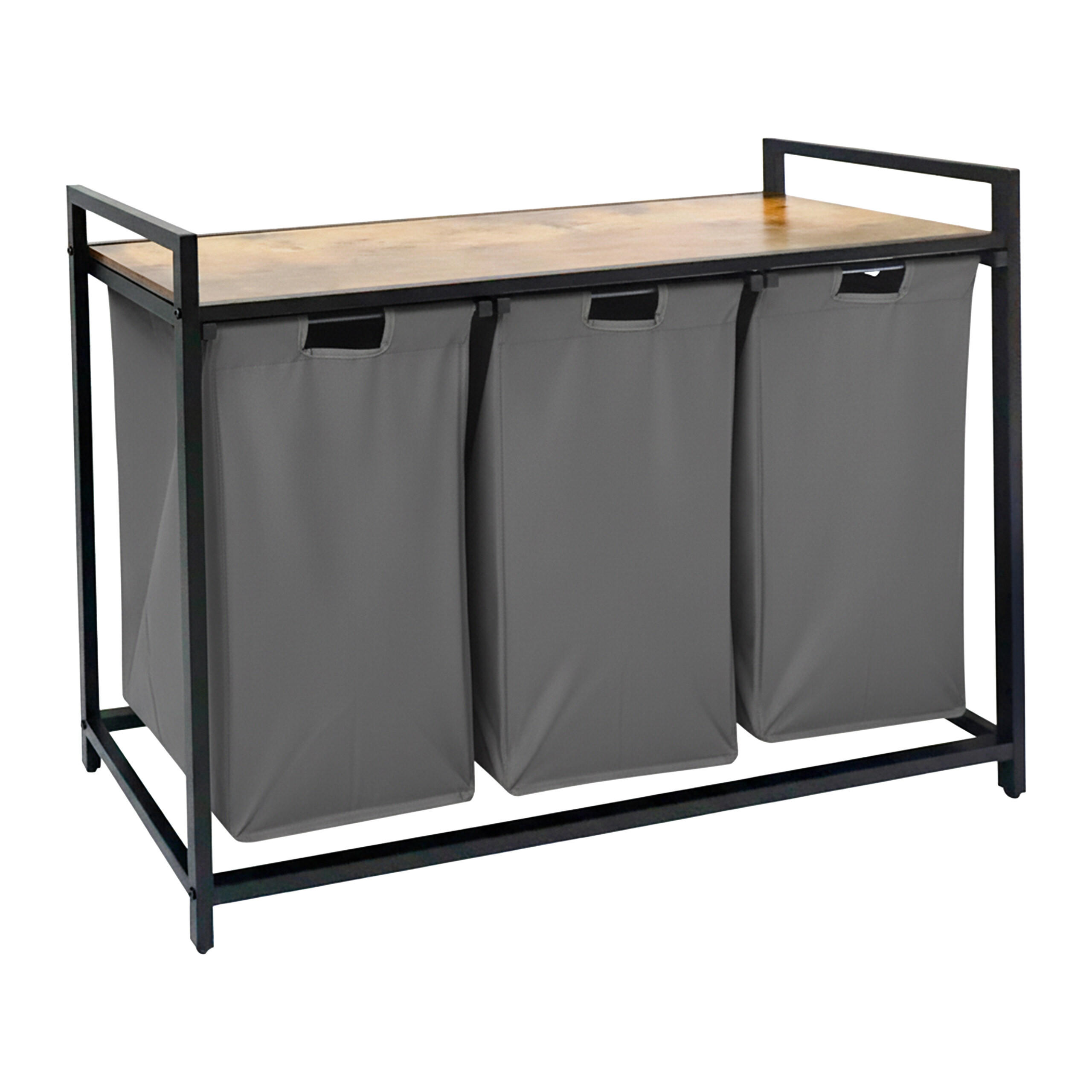 KOŠARA Siva za perilo 3 prekati s polico 73,5x109,5x33 cm - večbarvno, kovina/tekstil (109.5/73.5/33cm) - Relaxdays