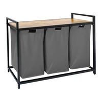KOŠARA Siva za perilo 3 prekati s polico 73,5x109,5x33 cm - večbarvno, kovina/tekstil (109.5/73.5/33cm) - Relaxdays