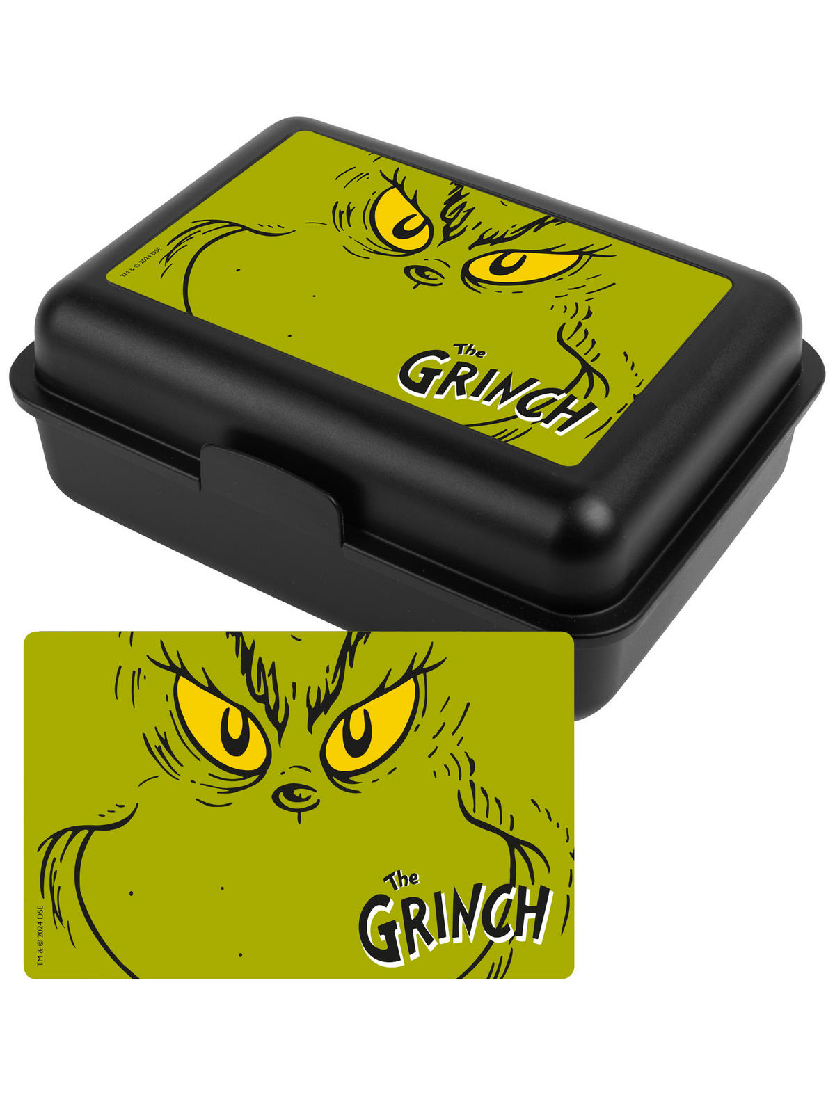 BROTDOSE The Grinch Gesicht Schwarz 17,5 x 12,8 x 6,9 cm - Schwarz, Kunststoff (17.5/6.9/12.8cm) - United Labels