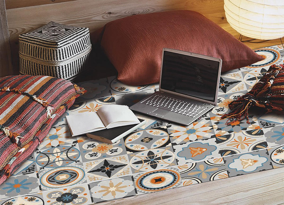 VINYL TEPPICH 150x225 cm Spanische Kacheln - Beige/Multicolor, Kunststoff (150/225cm) - TULUP