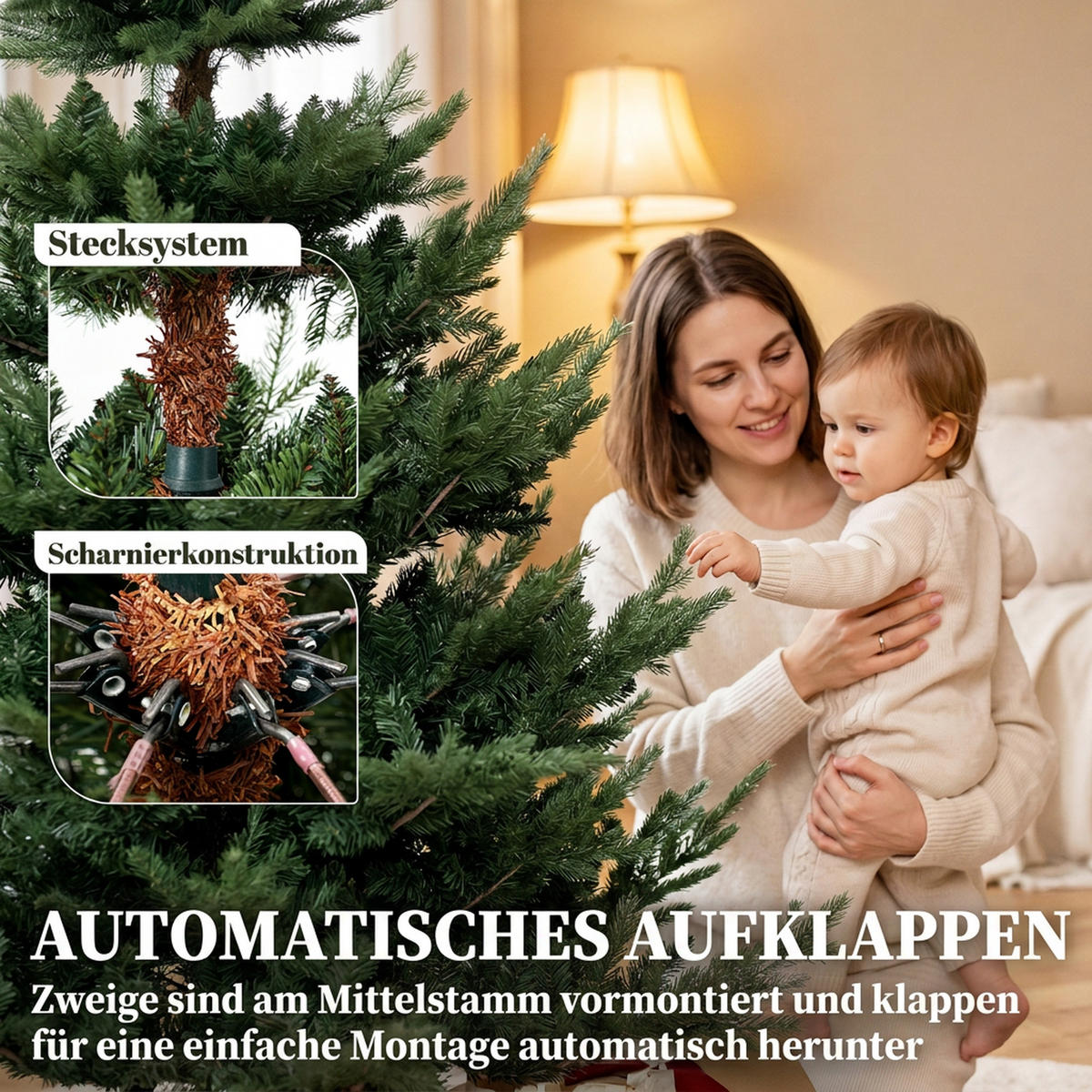 WEIHNACHTSBAUM PVC Grün - Smaragdgrün, Kunststoff (210cm) - HOMCOM