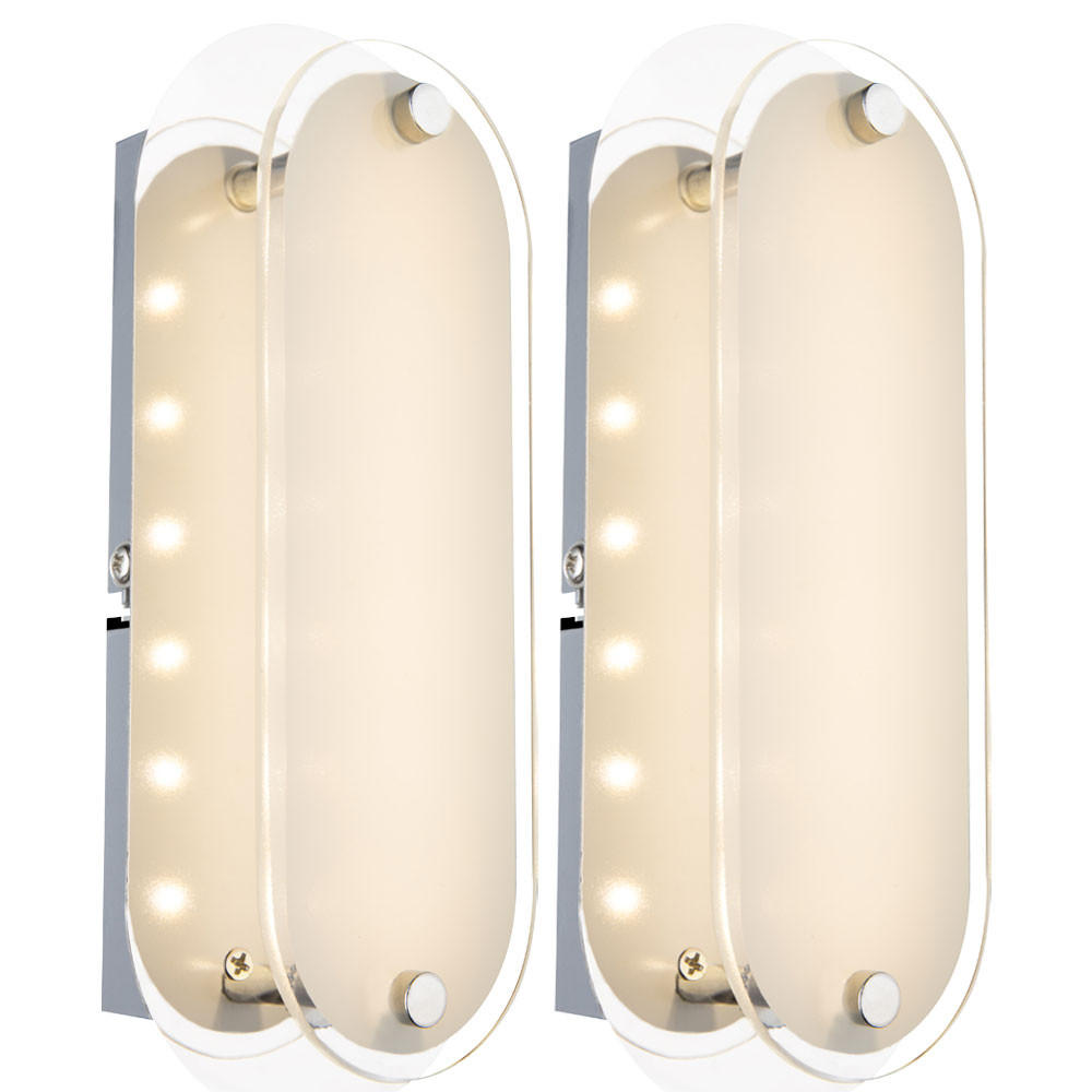 LED WANDLEUCHTE Metall Chrom Silber - Silberfarben, Glas (8/6/19cm) - Globo Lighting