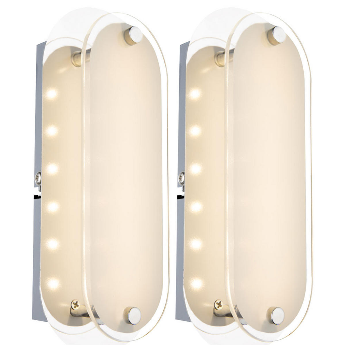 LED WANDLEUCHTE Metall Chrom Silber - Silberfarben, Glas (8/6/19cm) - Globo Lighting